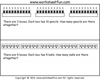 Repeated Addition – Multiplication – Word problems – Seven Worksheets