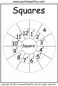 Squares – 1-12 – Worksheet