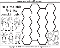 Pumpkin Patch Maze - 2 Worksheets