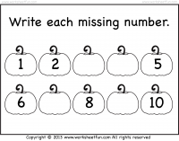 Missing Numbers - 1-10 - Worksheet