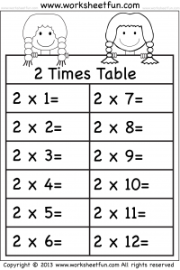 Times Tables Worksheets – 2, 3, 4, 5, 6, 7, 8, 9, 10, 11 and 12 – Eleven Worksheets