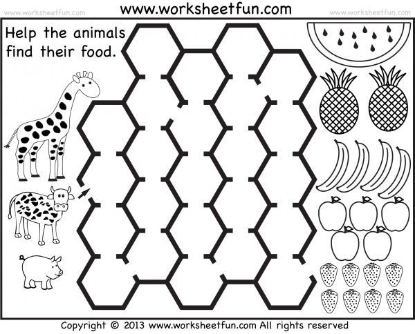 Beginner Maze – Preschool and Kindergarten – One Worksheet / FREE