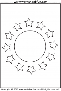 Shape Coloring worksheet – Circle and Stars