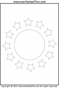 Shape Tracing worksheet – Circle and Stars