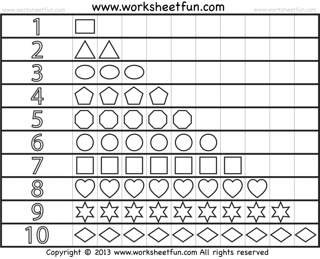 Shapes and Numbers – 1 Worksheet / FREE Printable Worksheets – Worksheetfun