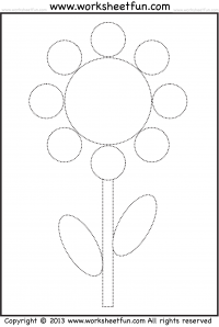 Shape Tracing and Coloring Worksheet - Circle, Oval, Rectangle - Flower