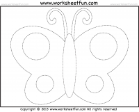 Butterfly Tracing and Coloring - 4 Preschool Worksheets