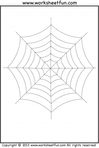 Spider Web Tracing  – One Halloween Worksheets
