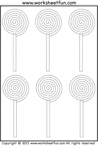 Candy Tracing and Coloring – Spiral Tracing Worksheet – Two Halloween Worksheets
