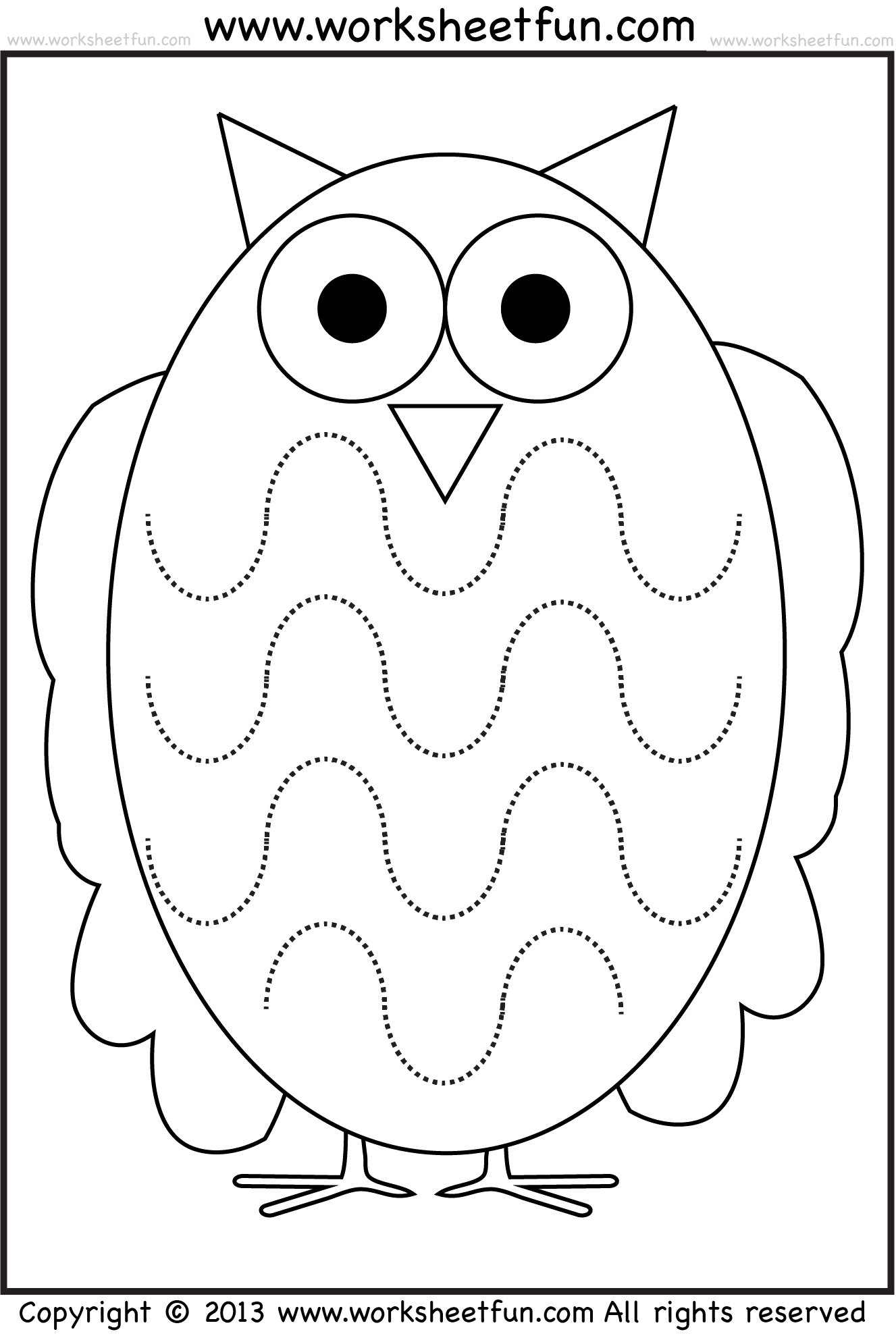 trace lines owl wfun 1 - Kindergarten Tracing Worksheets