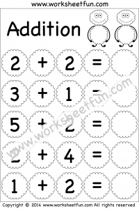 Kindergarten Addition Worksheet – Beginner Addition – 4 Worksheets