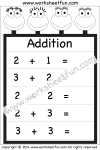 Kindergarten Addition Worksheets – Beginner Addition – 3 Worksheets