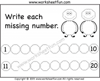 Missing Numbers 1-20 – Worksheet