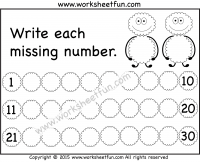 Missing Numbers – 1-30 – Worksheet