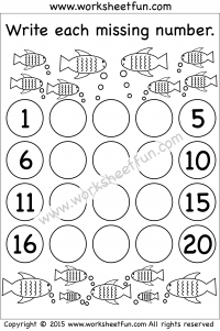 Missing Numbers 1-20 – Two Worksheets