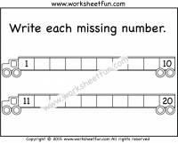 Missing Numbers  1-20 – Worksheet