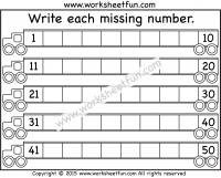 Missing Numbers – 1-50 – Worksheet