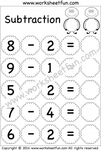 Subtraction – 4 Kindergarten Subtraction Worksheets