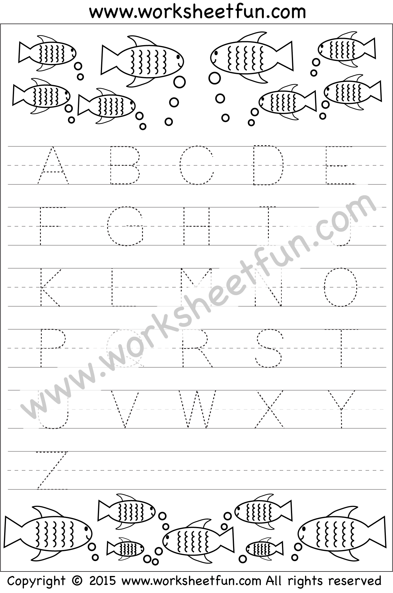 Letter Tracing Worksheet тАУ Capital Letters тАУ Fish Theme / FREE