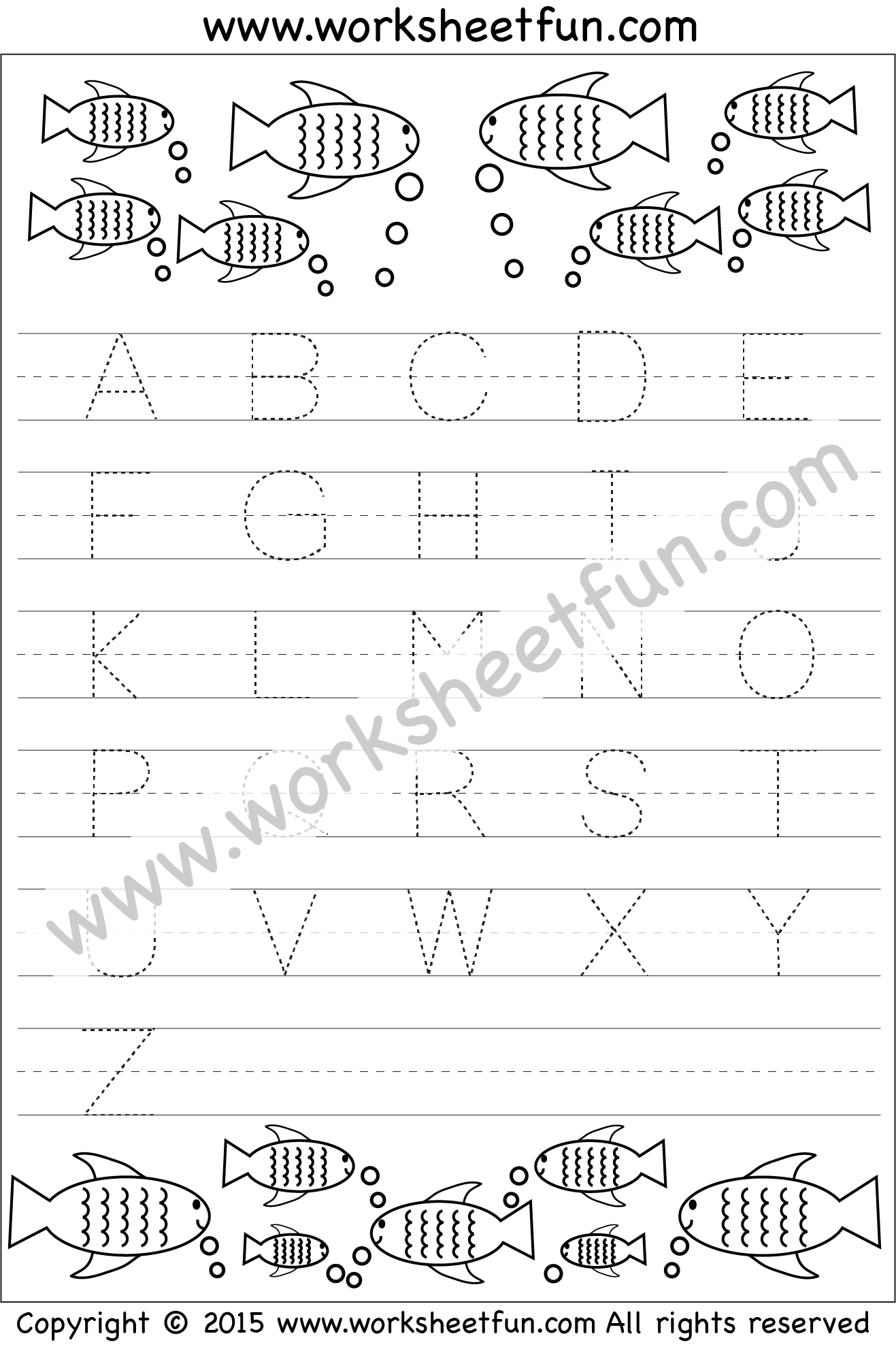 Letter Tracing Worksheet – Capital Letters – Fish Theme / FREE