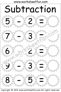 Subtraction – 5 Kindergarten Subtraction Worksheets