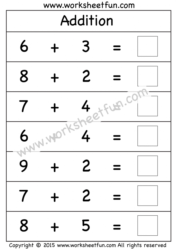 Addition Within 20 – Addition Sums To 20 – Five Worksheets / FREE