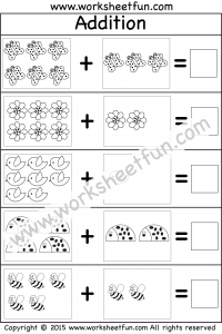 Picture Addition – Beginner Addition – 10 Kindergarten Addition Worksheets