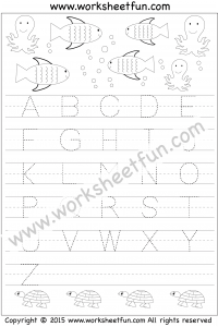 Letter Tracing Worksheet – Capital Letters – Fish & Octopus Theme