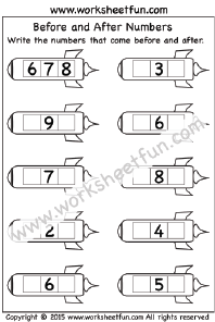 Before and After Numbers – 1-10 – One Worksheet