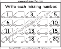 Missing Numbers  1-20 – Two Worksheets
