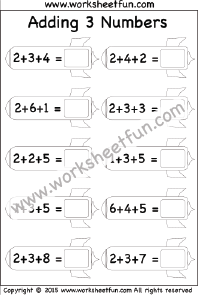Adding 3 Numbers – Three Worksheets