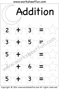 Kindergarten Addition Worksheets – Beginner Addition – 5 Worksheets