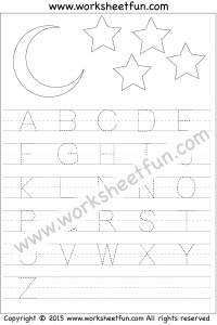 Letter Tracing Worksheet – Capital Letters – Moon Stars Theme