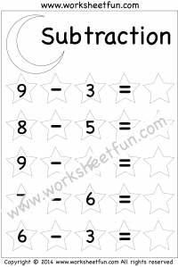 Subtraction – 5 Kindergarten Subtraction Worksheets