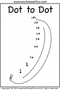 Dot to Dot - Banana - Numbers 1-10 - One Worksheet