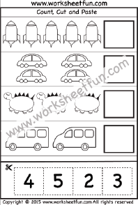 Cut and Paste Activity  – Count, Cut and Paste – 1 Worksheet