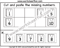 Cut and Paste Missing Numbers  1-10 – Bag –  One Worksheet