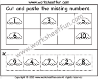 Cut and Paste Missing Numbers  1-10 – Car – One Worksheet