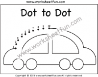 Dot to Dot – Car – Numbers 1-10 – One Worksheet