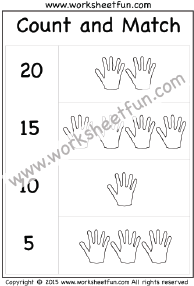 Count and Match – Numbers 1-20 – One Worksheet
