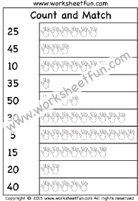 Count and Match – Numbers 1-50 – One Worksheet