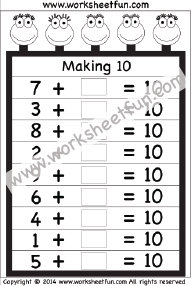 Making 10  – Ways to make 10 – 1 Worksheet