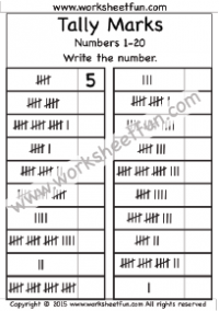 Tally Marks – Numbers 1-20 – One Worksheet