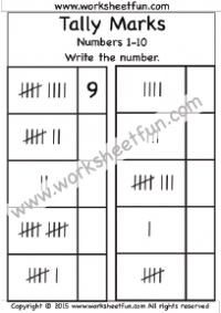 Tally Marks – Numbers 1-10 – One Worksheet
