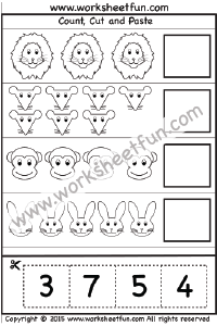 Cut and Paste Worksheet  – Count, Cut and Paste – 1 Worksheet