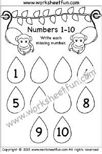 Missing Numbers  1 -10 – One Worksheet