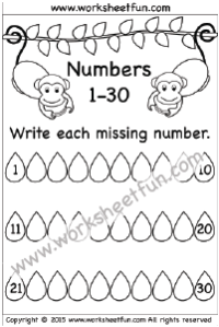 Missing Numbers – 1-30 –  One Worksheet