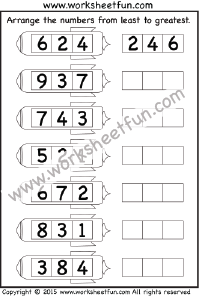 Ordering Numbers 1-10 – Three Worksheets