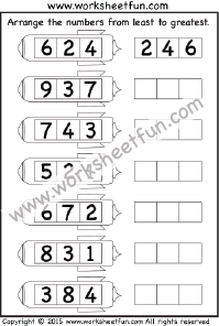 Ordering Numbers 1-10 - Three Worksheets