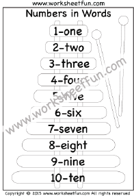 Numbers in Words - 1-10 - Worksheet